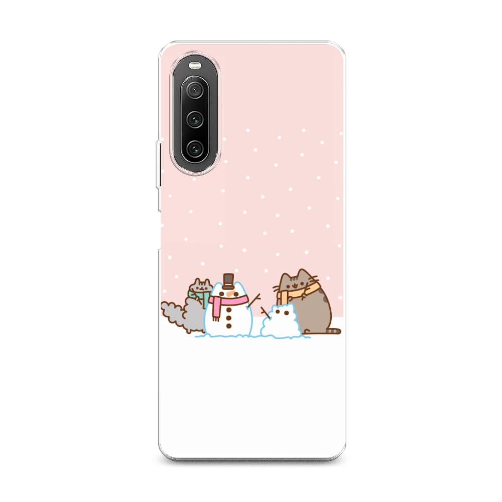 

Чехол на Sony Xperia 10 IV "Котики в снегу", Розовый;белый;серый, 55250-5