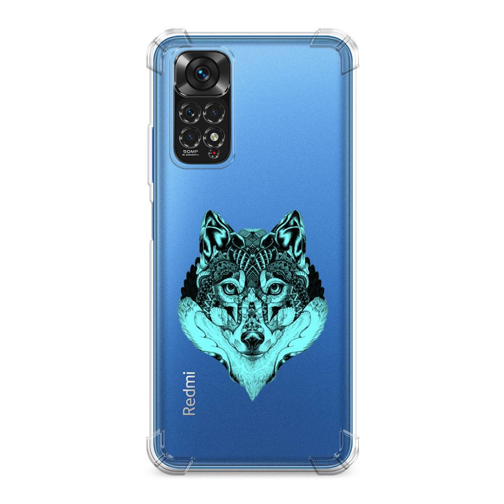 

Чехол Awog на Xiaomi Redmi Note 11S / Сяоми Редми Нот 11S "Бирюзовый волк", Голубой;черный