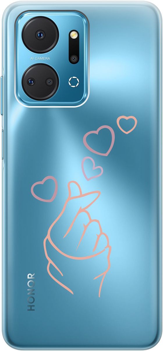 

Силиконовый чехол на Honor X7a с 3D принтом "K-Heart" прозрачный, Прозрачный;розовый, 159389
