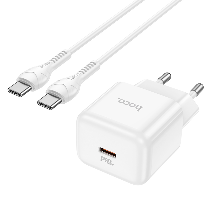 

Сетевое зарядное устройство, hoco, 1 PD 30W (N32), Type-C to Type-C, белый