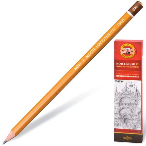 

Карандаши чернографитные KOH-I-NOOR 3H, арт. 180477 - (12 шт.)