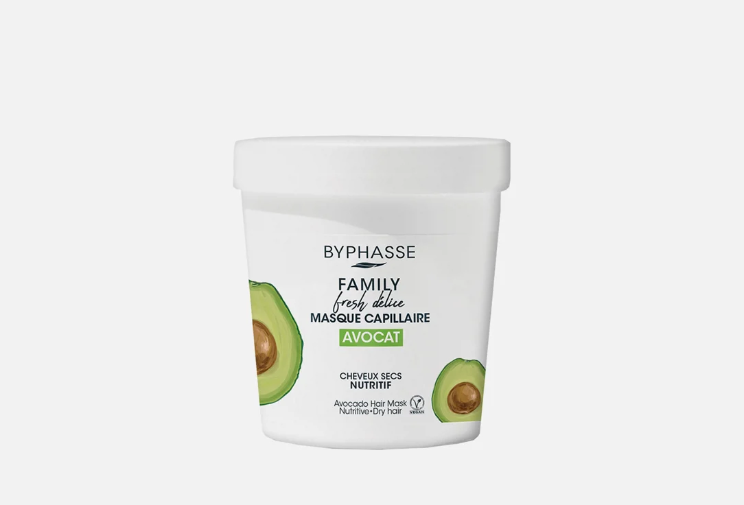 byphasse маска для волос family fresh delice авокадо для сухих волос 250 0 Маска для волос Byphasse Family Fresh Delice для сухих волос, авокадо, 250 мл