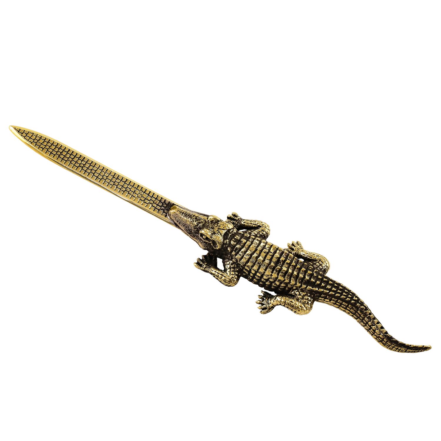 Нож для писем Кольчугинский мельхиор Крокодил латунный КМ1061НЖ06