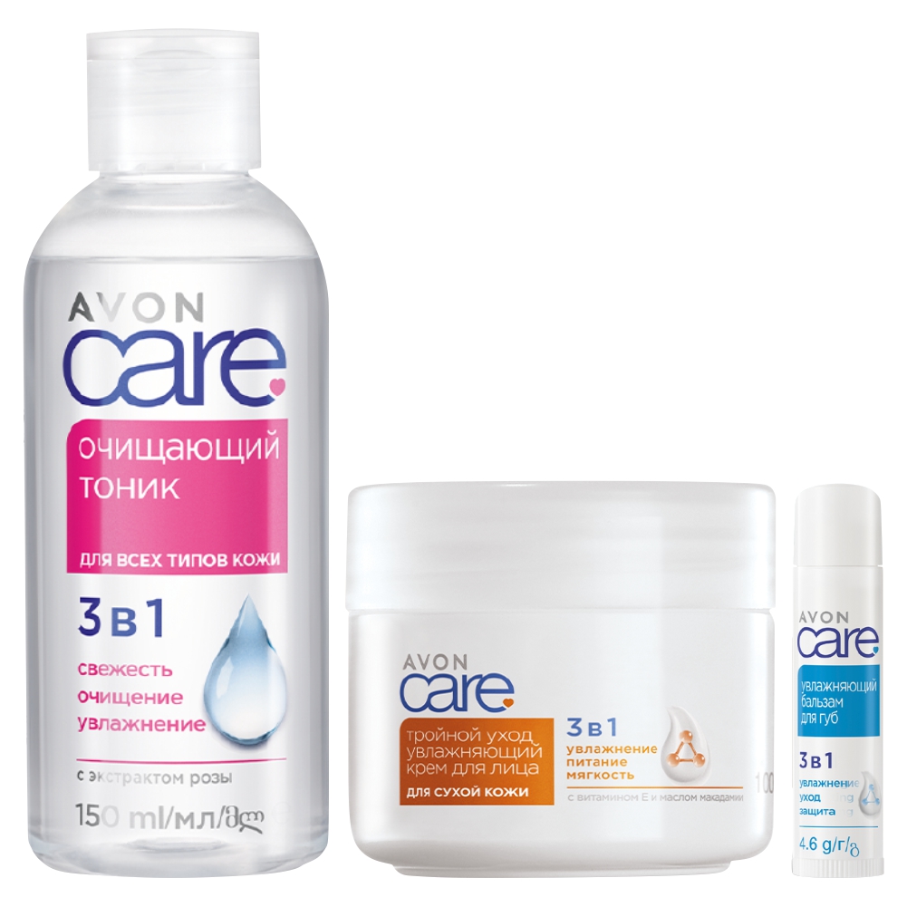 

Набор для лица Avon Care Крем 100мл Тоник очищающий 150мл Бальзам для губ 4.5 г