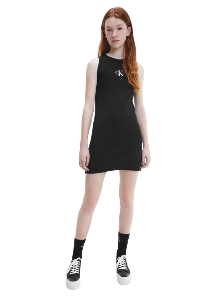 Платье детское Calvin Klein Monogram Rib Sleeveless Dress IG0IG01362-BEH, черный, 122