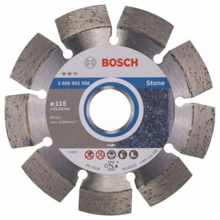 Алмазный диск Bosch 115-22.23 Expert for Stone диск отрезной алмазный bosch standard for stone 125x22 2608602598 ф125х22мм по граниту