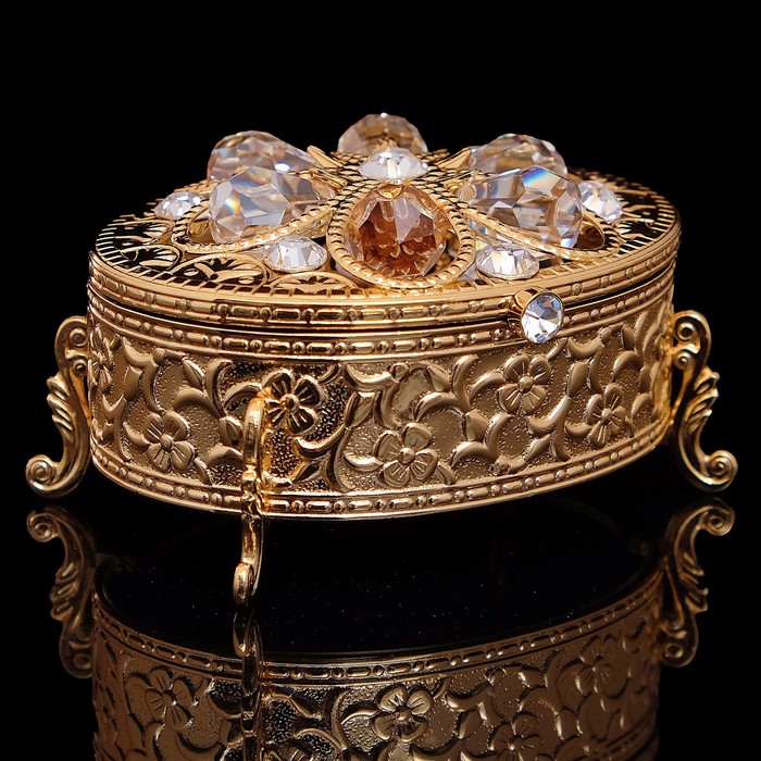 

Шкатулка 'Грация', с бархатом, 7,5x5,5x45 см, с кристаллами, Золотистый