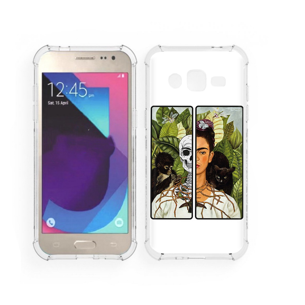 

Чехол MyPads Tocco для Samsung Galaxy J2 сдвоенная картинка девушка скелет, Прозрачный, Tocco