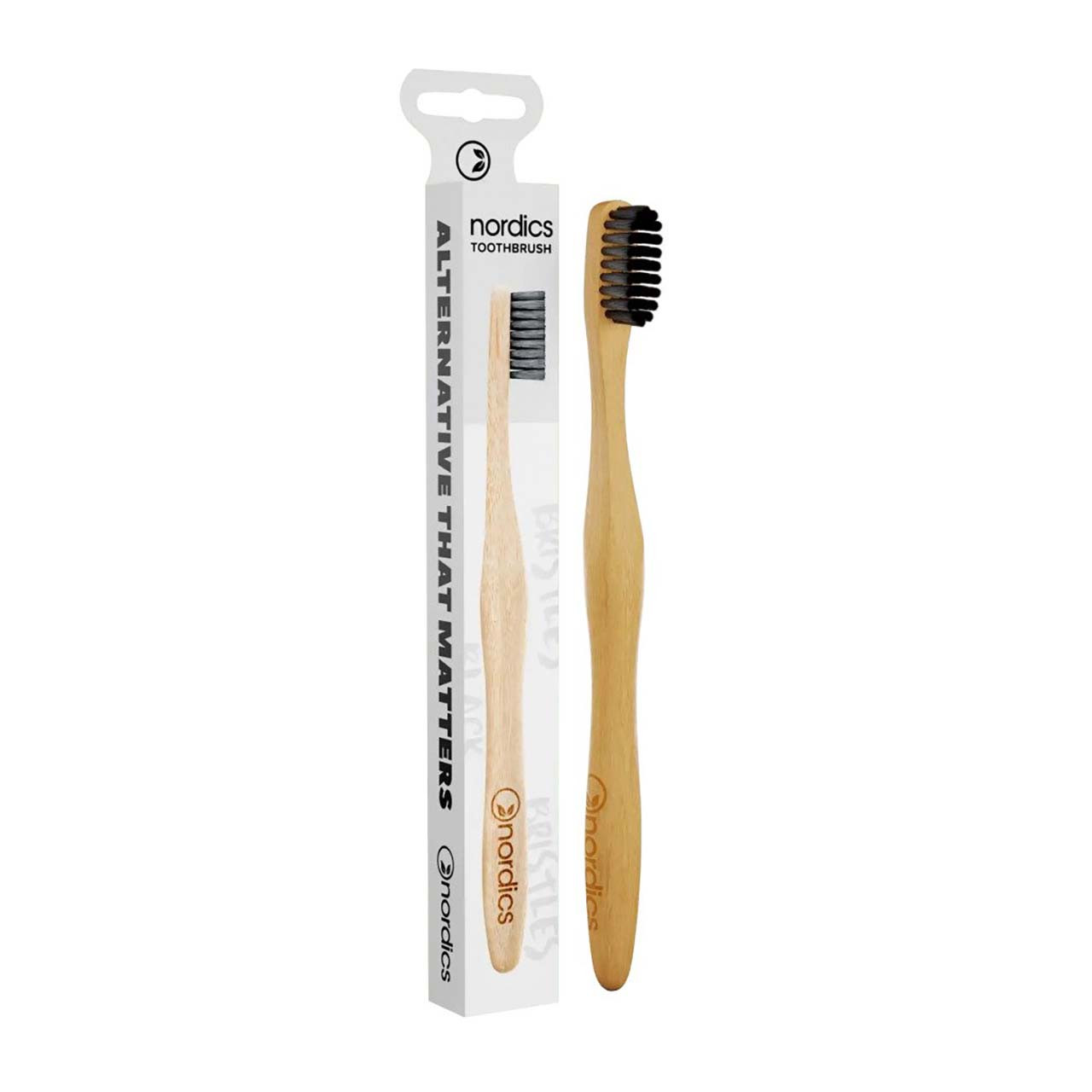 Щётка зубная Nordics Bamboo Toothbrush бамбуковая, charcoal bristles