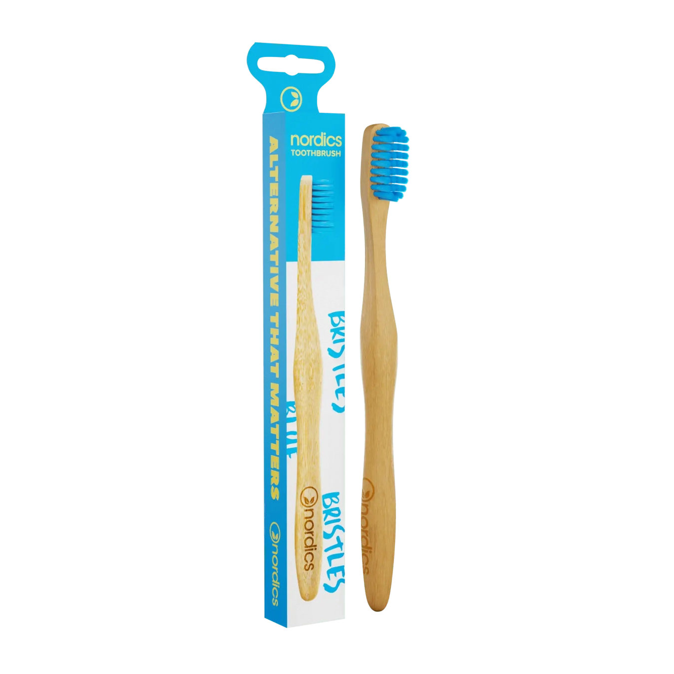 Щётка зубная Nordics Bamboo Toothbrush бамбуковая, blue bristles