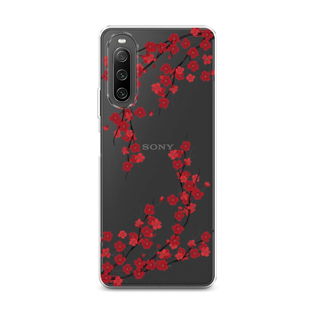 

Чехол на Sony Xperia 10 IV "Красная сакура", Красный;черный, 55250-2