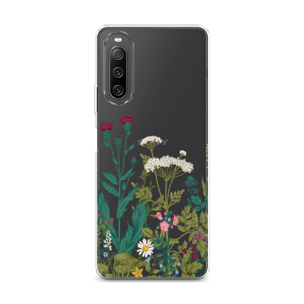 

Чехол на Sony Xperia 10 IV "Дикие полевые цветы", Зеленый;розовый;белый, 55250-2