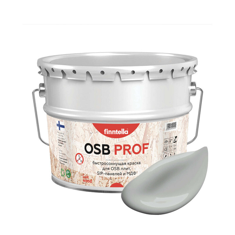 

Краска OSB Prof, SEITTI светло-серый, 9л, OSB PROF специализированная для ОСБ плит. Высокоадгезионная. Самогрунтующая.