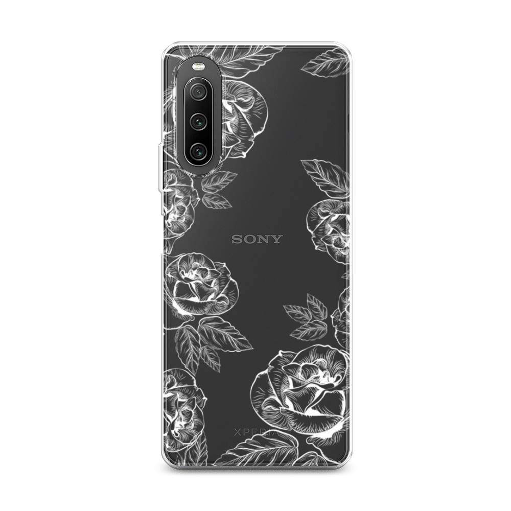 

Чехол на Sony Xperia 10 IV "Розы графика", Черный;серый, 55250-2