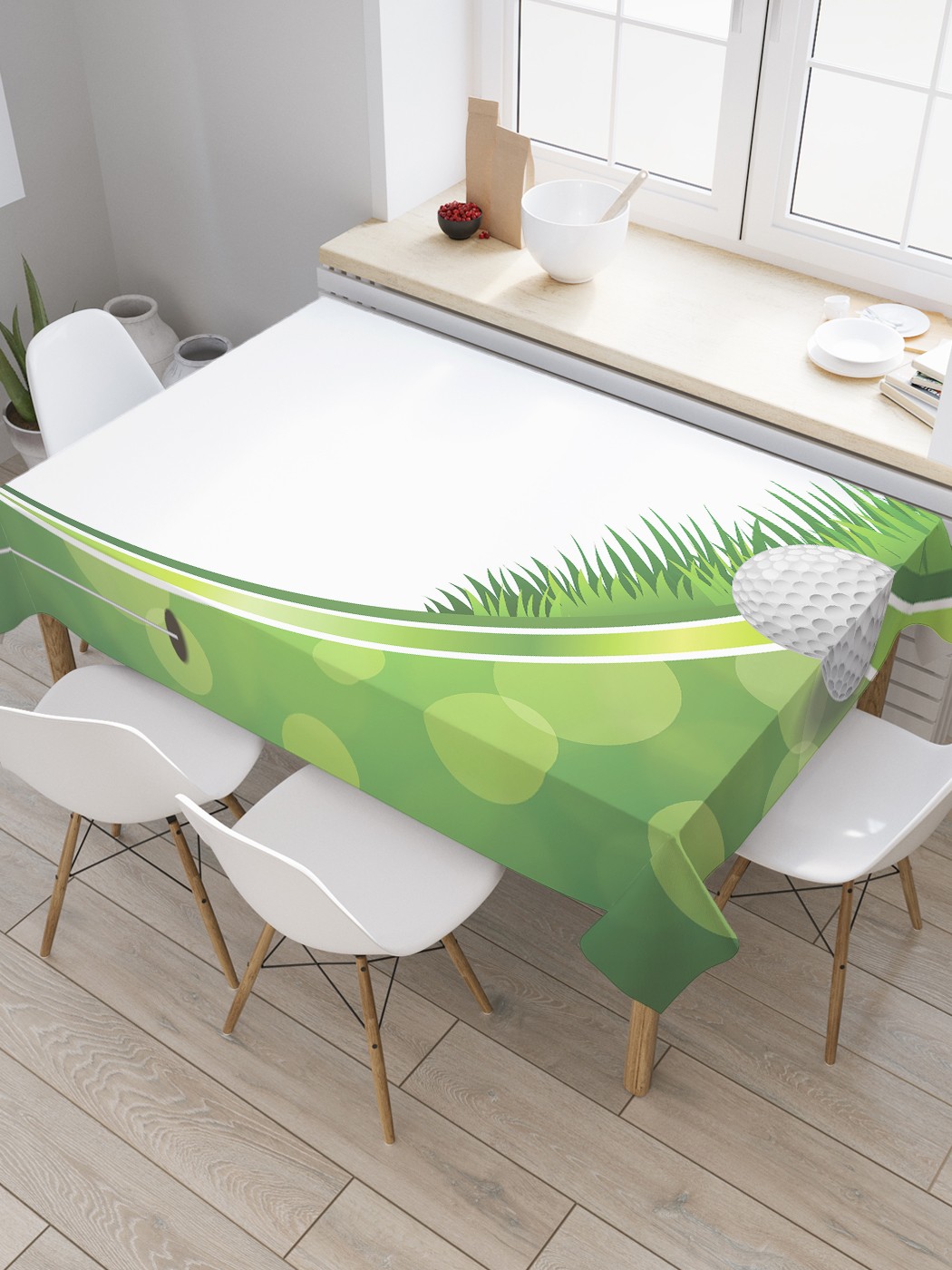 

Скатерть прямоугольная JoyArty "Траектория полета мячика" из сатена, 180x145 см, Зеленый, Траектория полета мячика