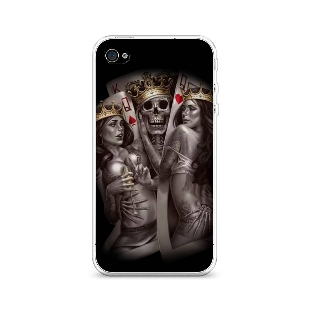 

Чехол на Apple iPhone 4 "Карты король и королевы", Серый;желтый, 10150-6