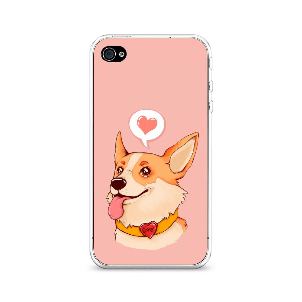 

Чехол на Apple iPhone 4/4S "Корги язык", Розовый;коричневый, 10150-1