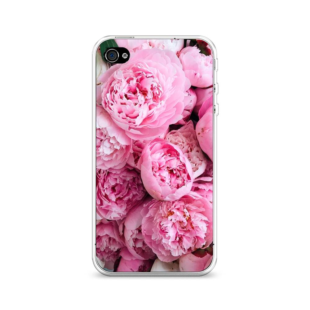 

Чехол на Apple iPhone 4 "Розовые пионы", Бежевый;розовый, 10150-2