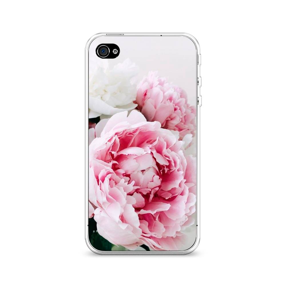 

Чехол на Apple iPhone 4/4S "Розовые и белые пионы", Розовый;белый, 10150-2