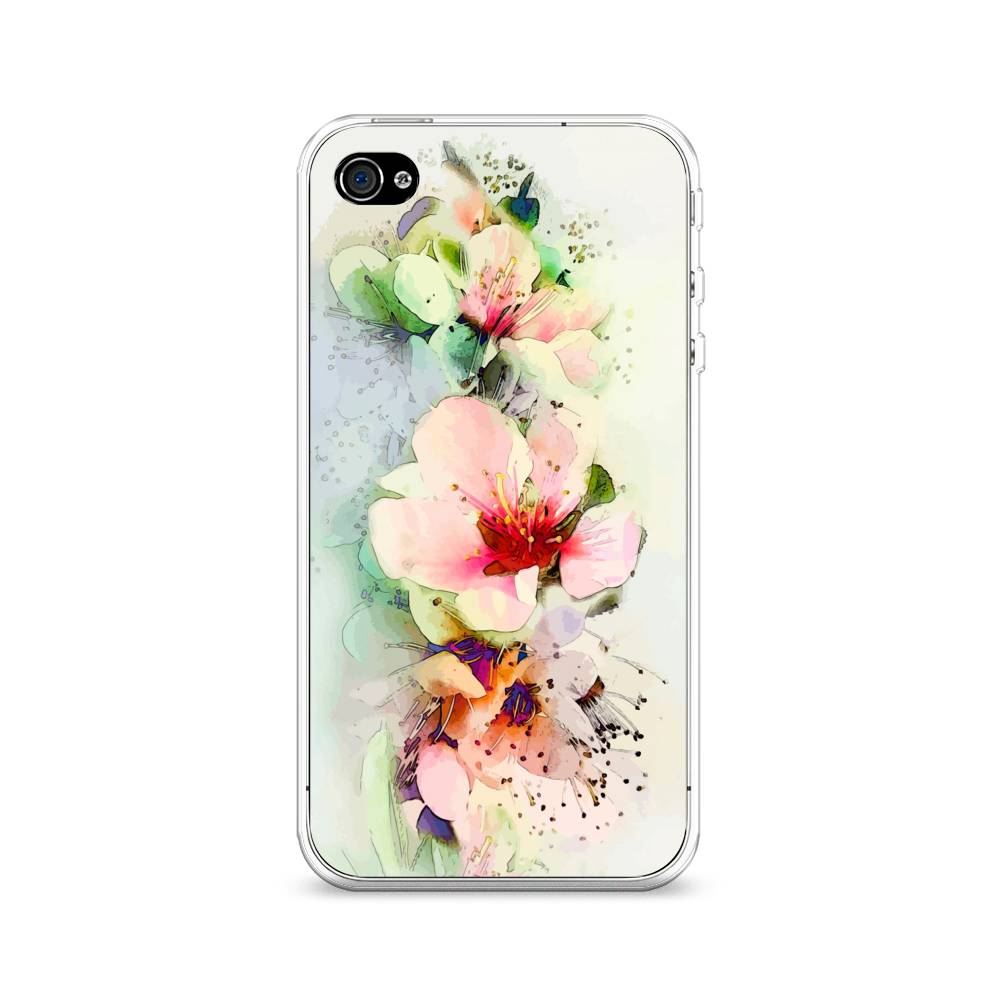 

Чехол на Apple iPhone 4/4S "Нежные цветы", Зеленый;розовый, 10150-2