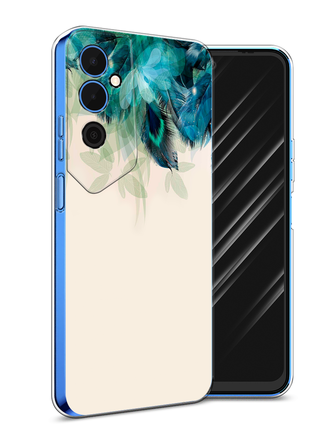 

Чехол Awog на Tecno Pova Neo 2 / Техно Пова Нео 2 "Перья голубого цвета", Бежевый;синий;голубой