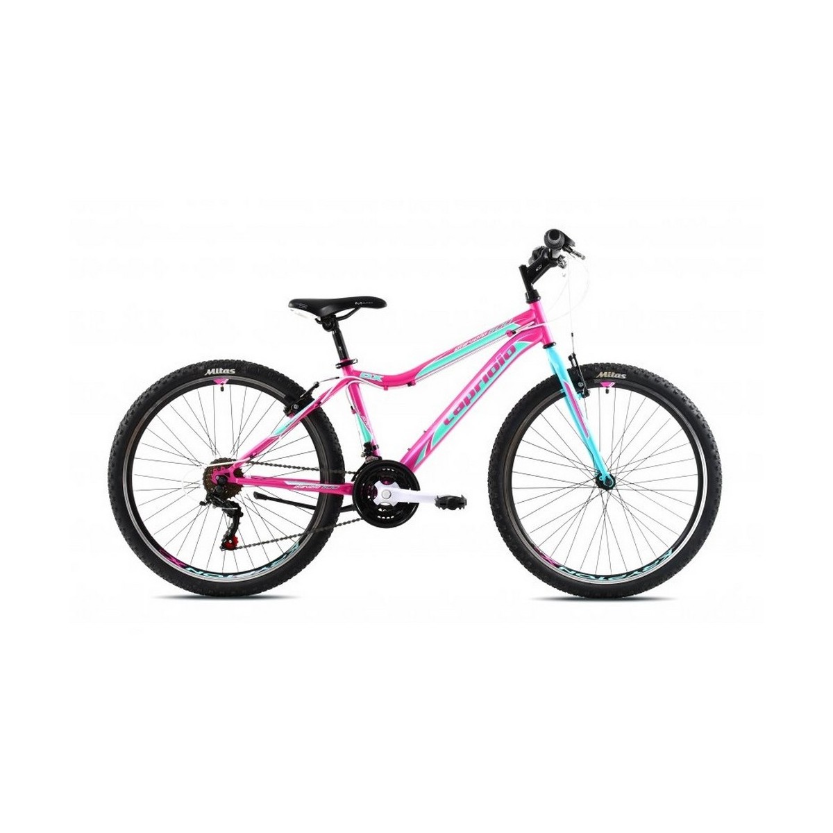 Велосипед CAPRIOLO MTB DIAVOLO DX 600 26'' 3 X 6, STEEL 17'' розовый - бирюзовый 2024