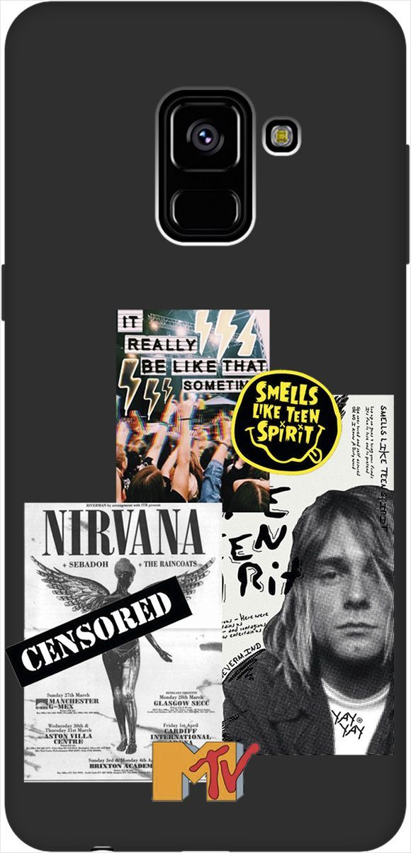 

Матовый чехол на Samsung Galaxy A8 (2018) с принтом "Nirvana" черный, 8592
