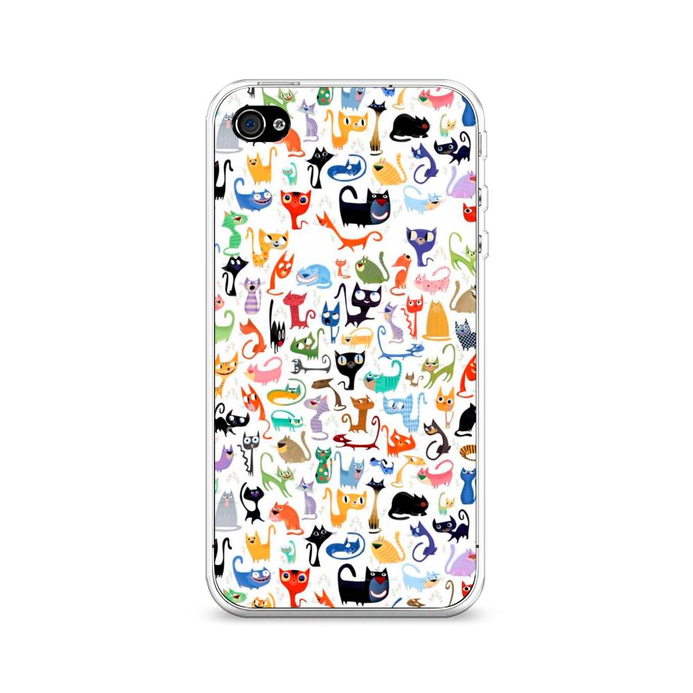 

Чехол на Apple iPhone 4 "Цветные коты", Разноцветный, 10150-1