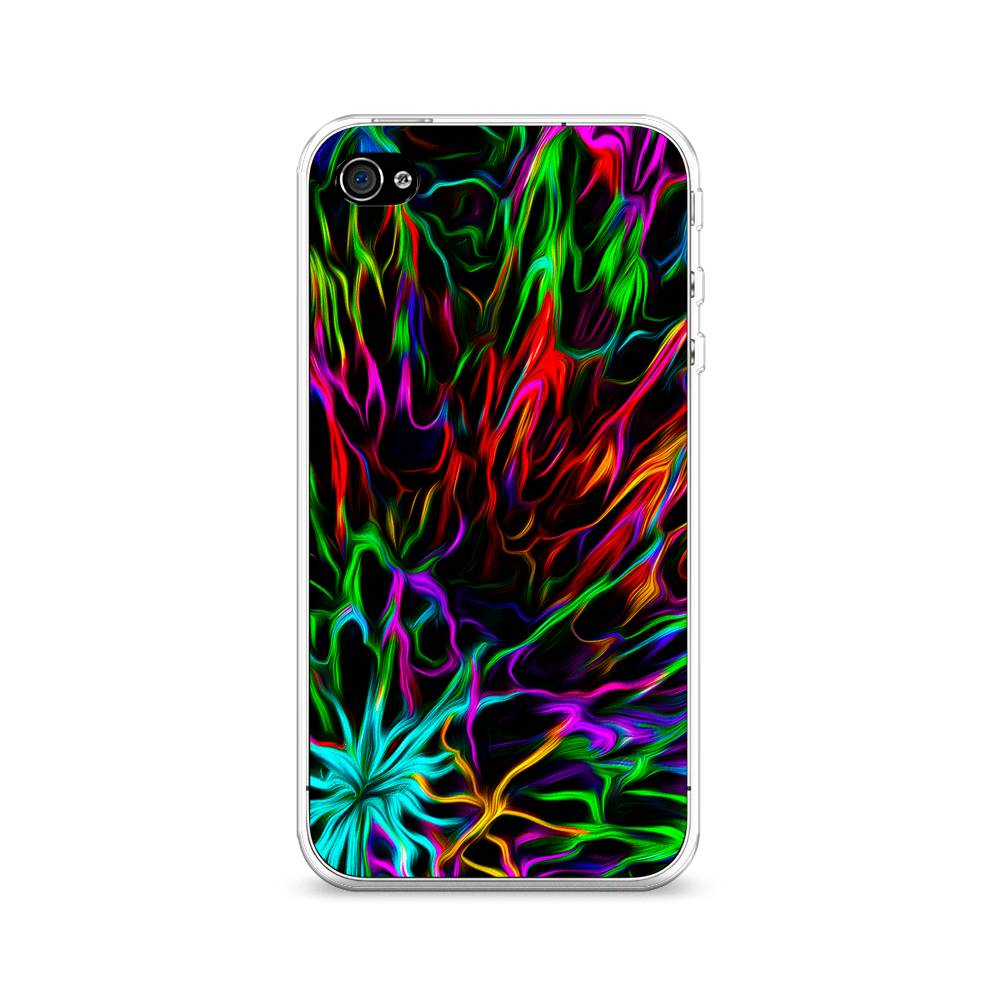 

Чехол на Apple iPhone 4 "Разноцветные разводы", Голубой;зеленый;оранжевый, 10150-3
