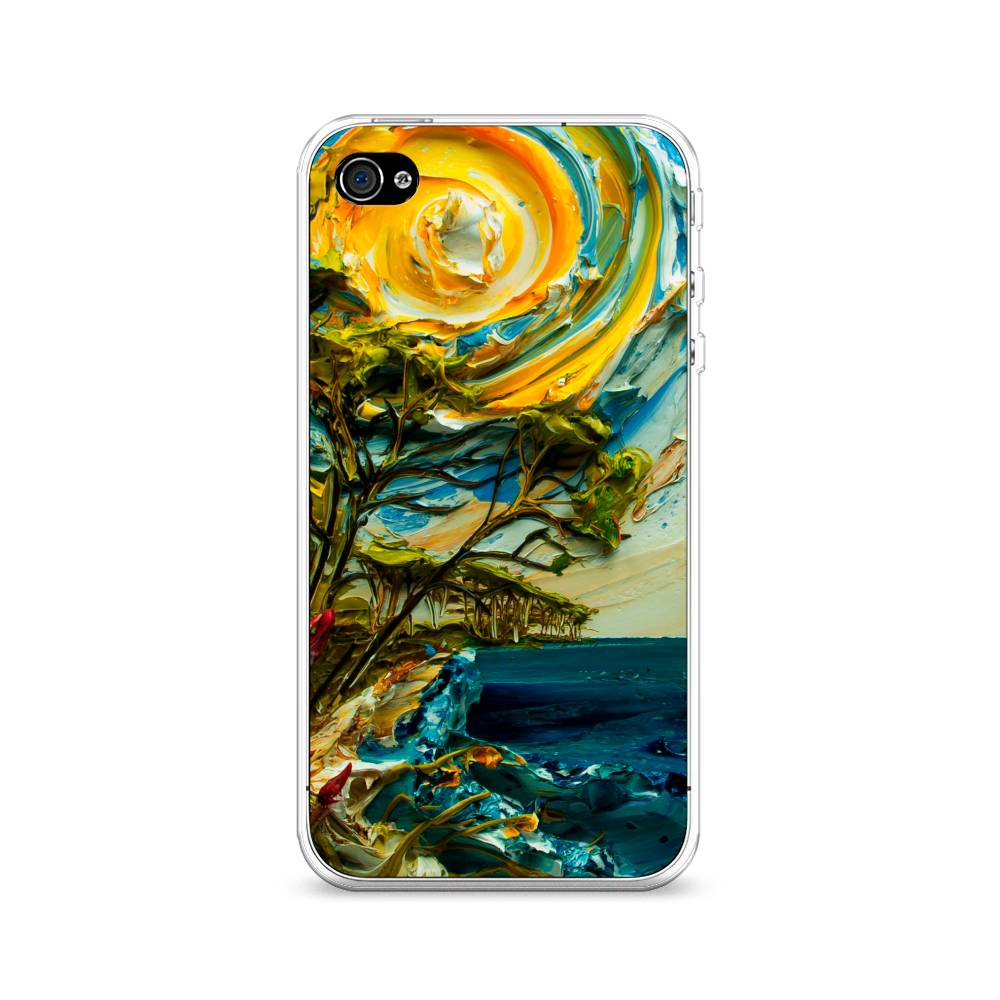

Чехол на Apple iPhone 4 "Солнце живопись", Желтый;синий, 10150-4