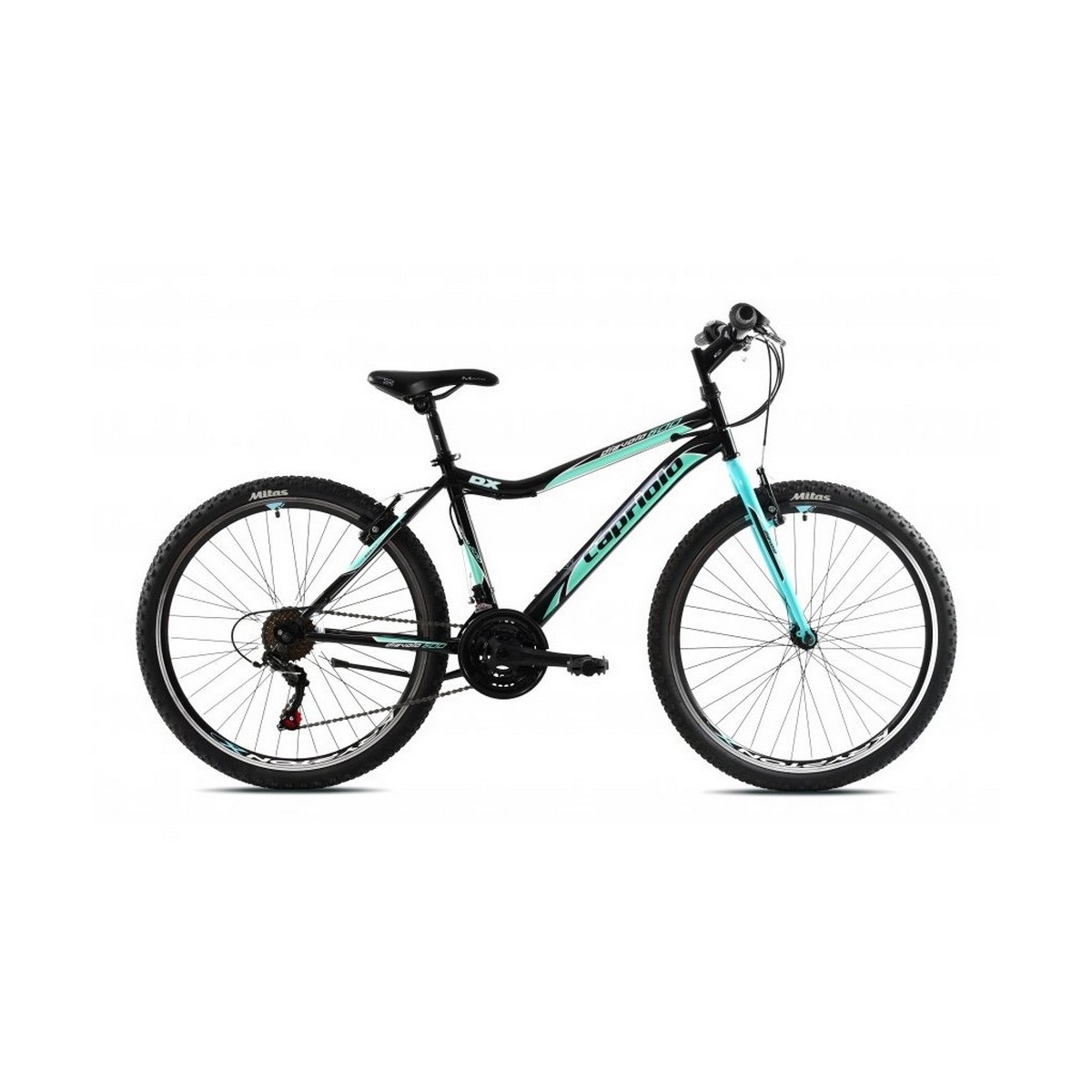 Велосипед CAPRIOLO MTB DIAVOLO DX 600 26'' 3 X 6, STEEL 17'' чёрный - бирюзовый 2024
