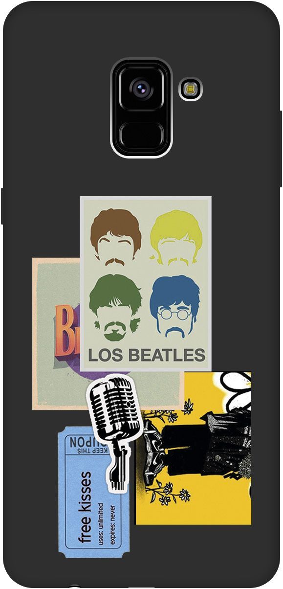 

Чехол на Samsung Galaxy A8+ (2018) "Beatles Stickers" черный, Черный;белый, 8425