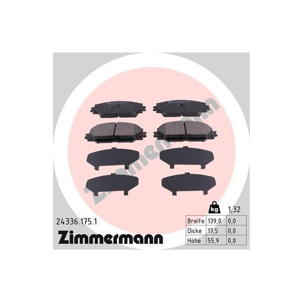 

Колодки Toyota Auris/RAV 4 III/Yaris 05>16 ZIMMERMANN 243361751