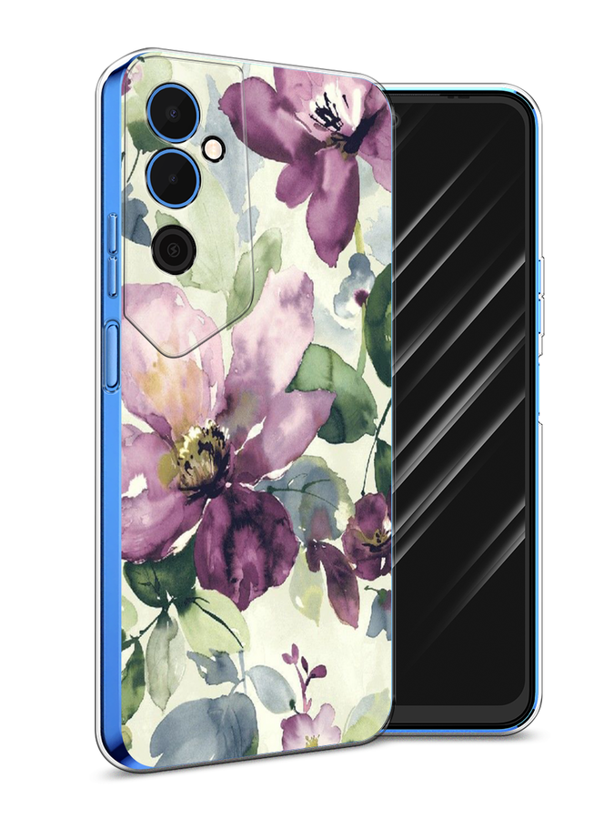 

Чехол Awog на Tecno Pova Neo 2 / Техно Пова Нео 2 "Сиреневые цветы-акварель", Фиолетовый