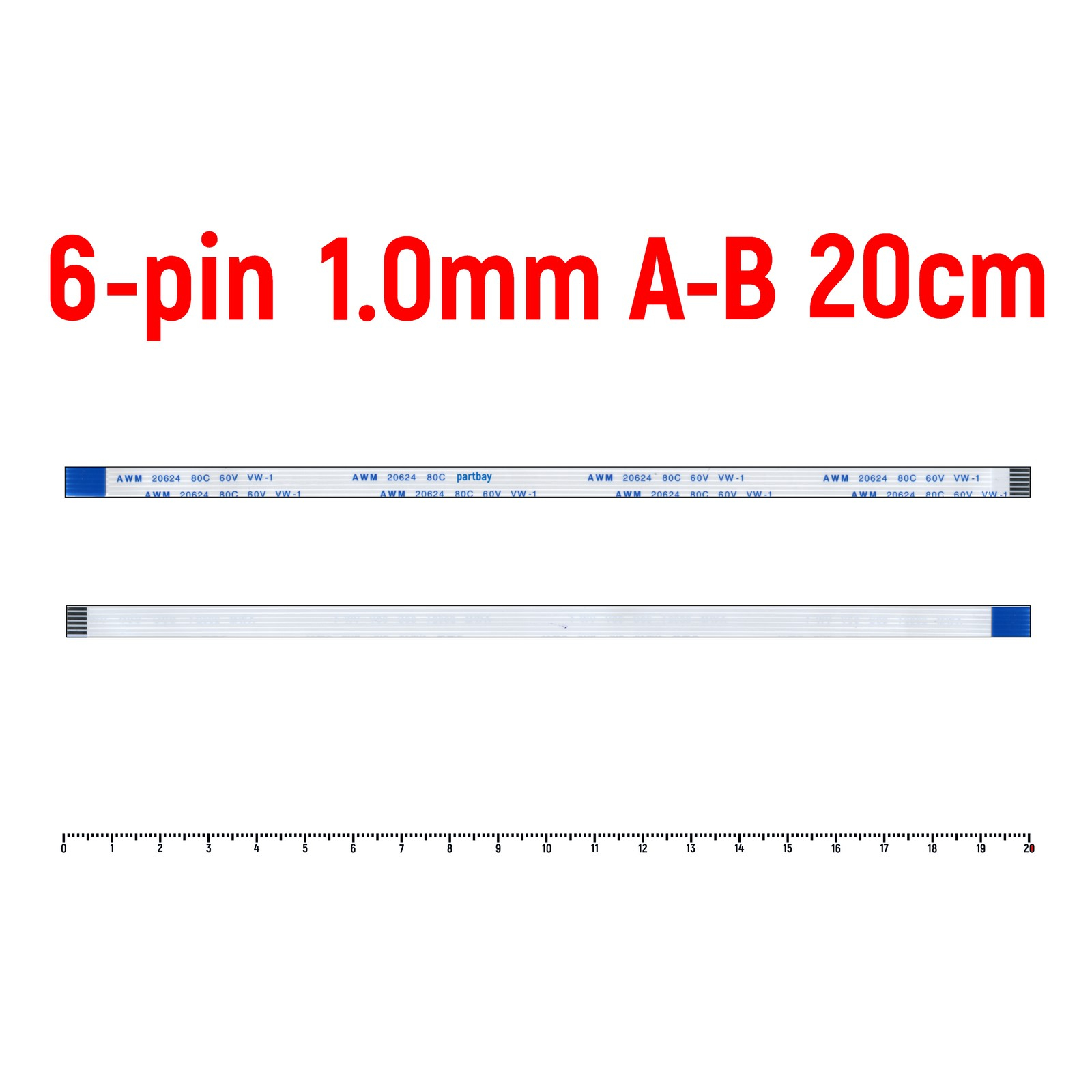 Шлейф FFC 6-pin Шаг 1.0mm Длина 20cm 600014093715