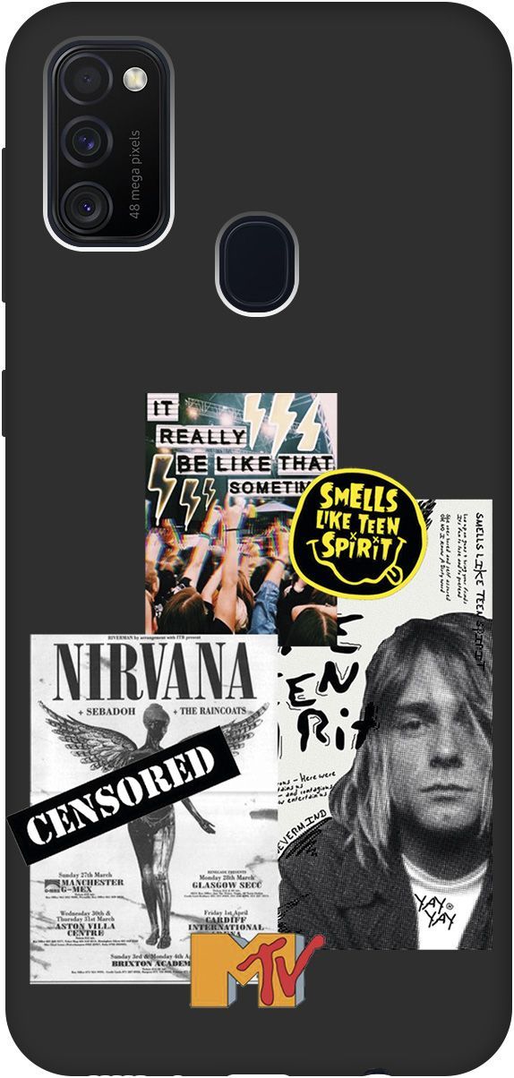 

Матовый чехол на Samsung Galaxy M21/M30s с принтом "Nirvana" черный, Черный;белый, 8431
