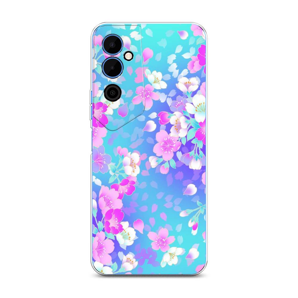 

Чехол Awog на Tecno Pova Neo 2 / Техно Пова Нео 2 "Яблоневые цветы", Голубой;розовый;белый