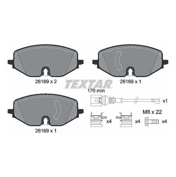 

Колодки тормозные дисковые передние AUDI SEAT VW TEXTAR 2616901