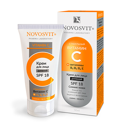 фото Крем для лица с витамином с, novosvit, spf 18, 50 мл