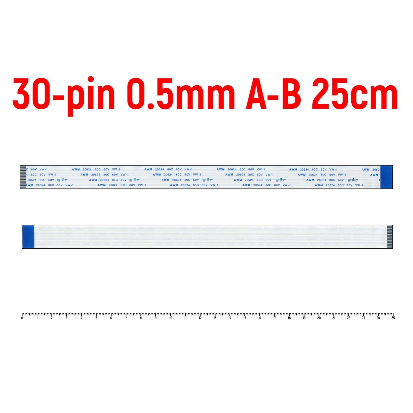 Шлейф FFC 30-pin Шаг 0.5mm Длина 25cm