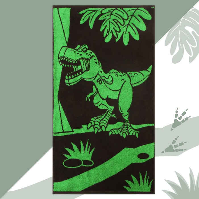 Полотенце детское Этель махровое Тиранозавр, хлопок, 70х130 см полотенце банное 70х140 см 100% хлопок 420 г м2 базилик barkas бежевое узбекистан