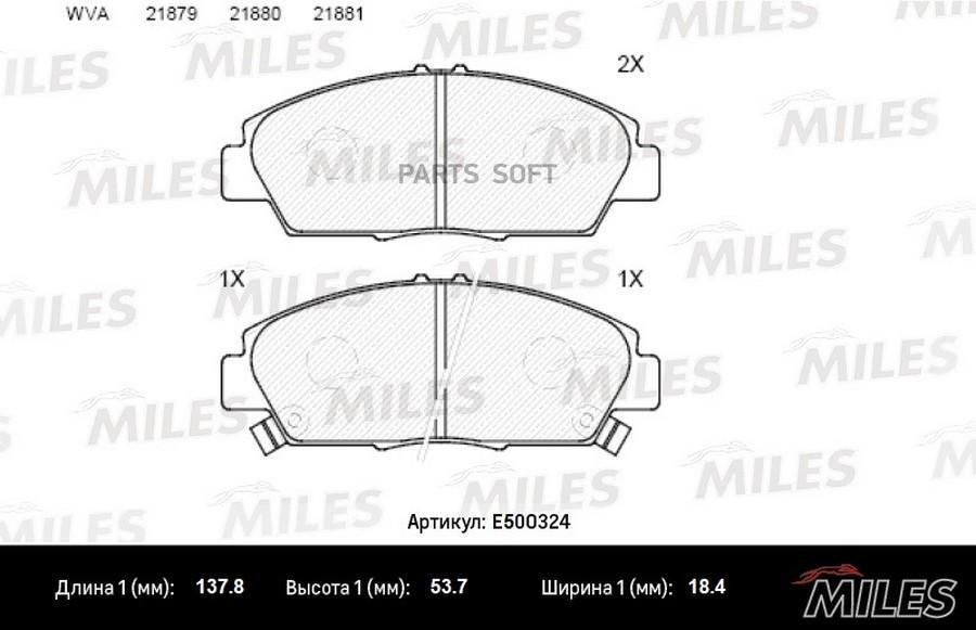 

Колодки Тормозные Передние Honda Accord/Prelude 93-98 (Iso 9001) Ceramic Miles арт. E50032
