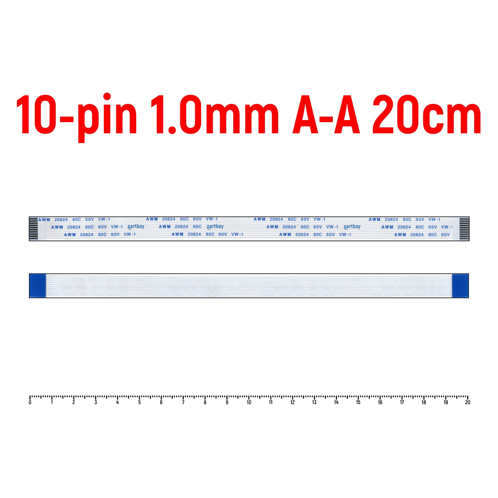 Шлейф FFC 10-pin Шаг 1.0mm Длина 20cm