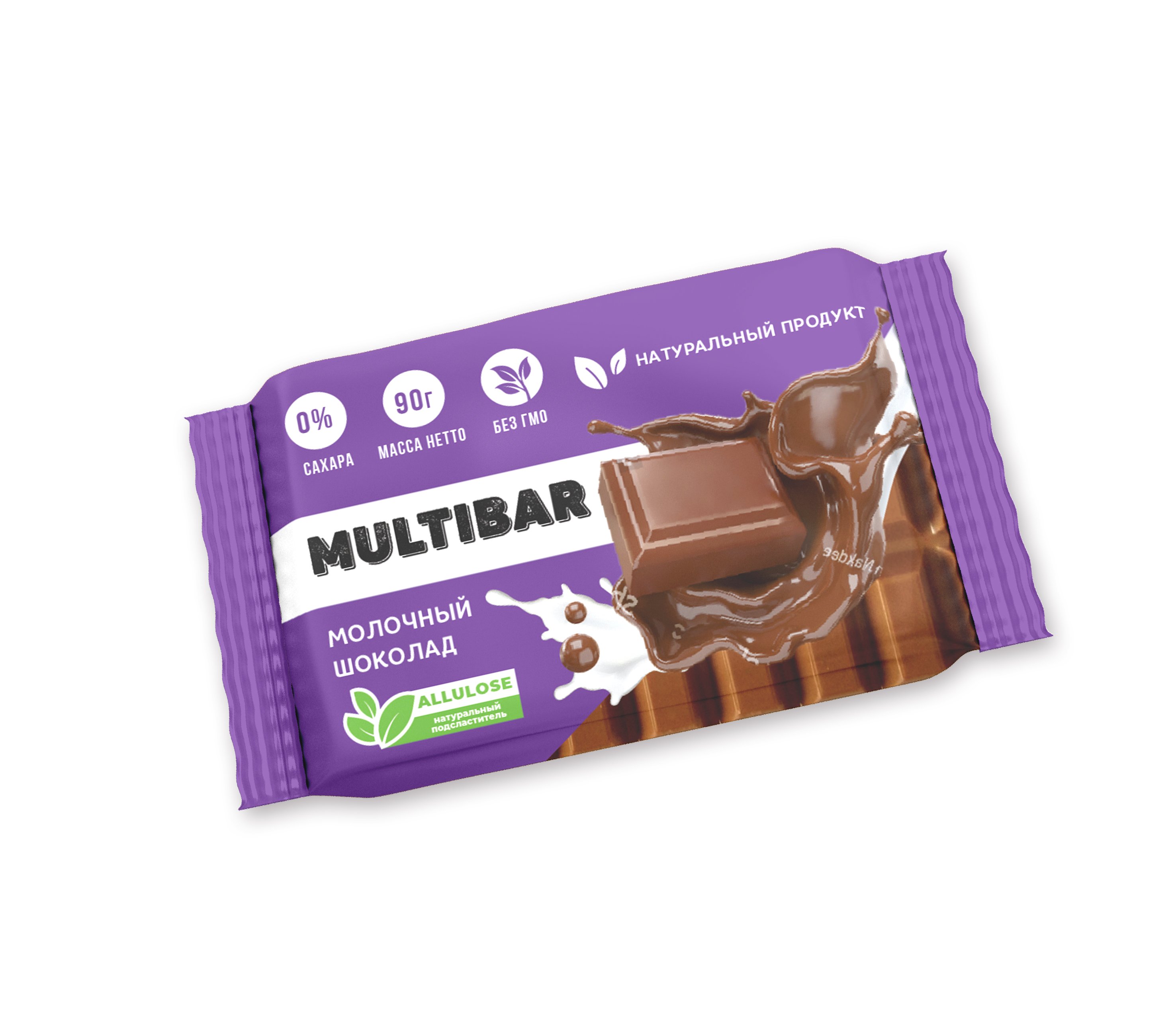 Шоколад Multibar молочный, без сахара, 95 г