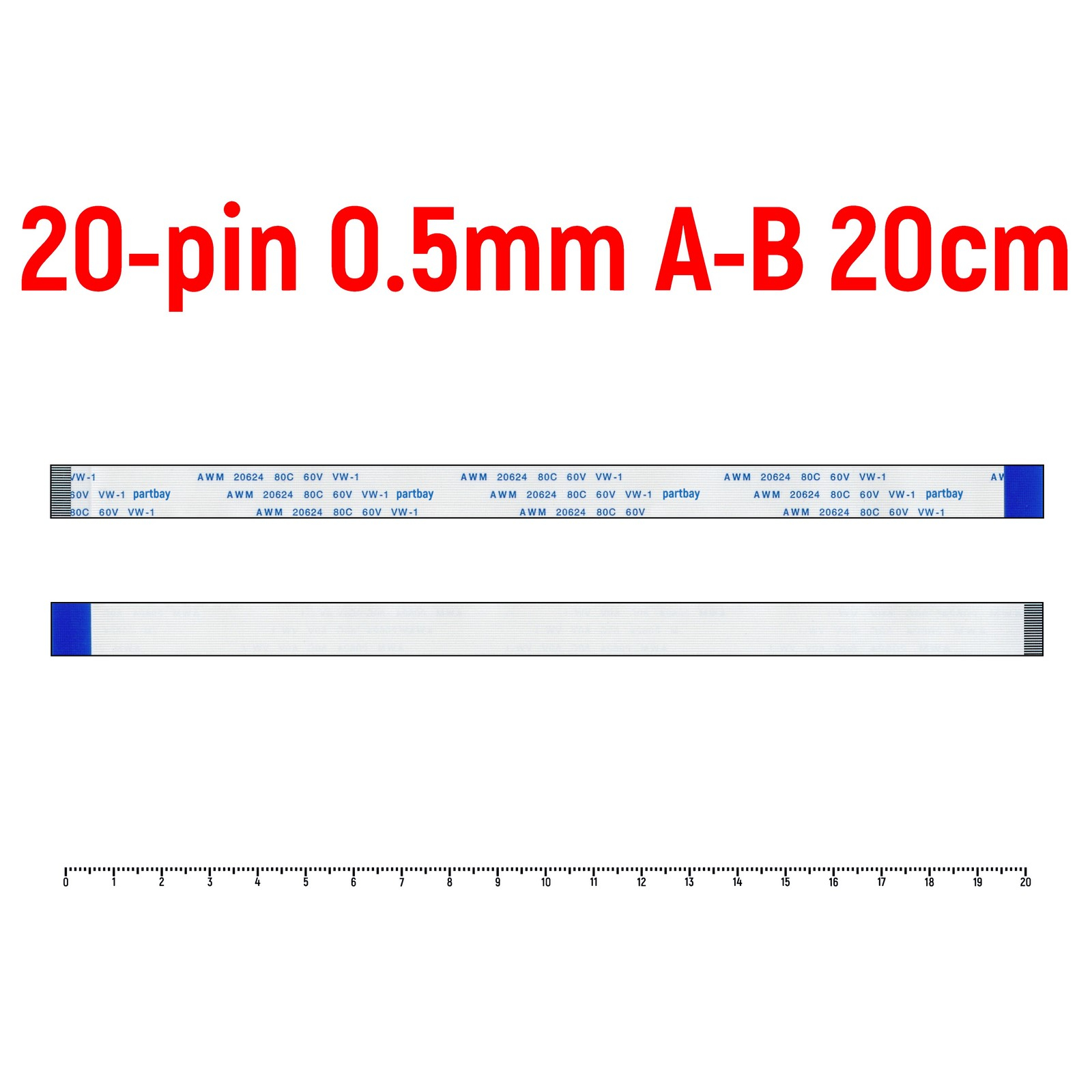 

Шлейф FFC 20-pin Шаг 0.5mm Длина 20cm