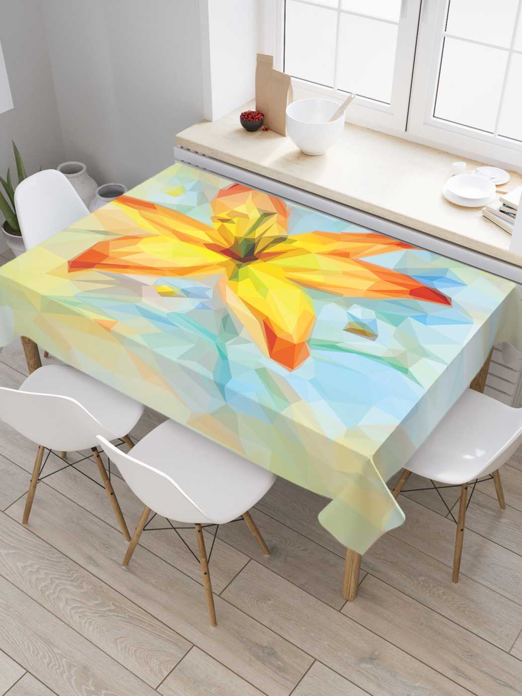 

Скатерть прямоугольная JoyArty "Цветочные духи" из оксфорда, 180x145 см, Голубой, Цветочные духи