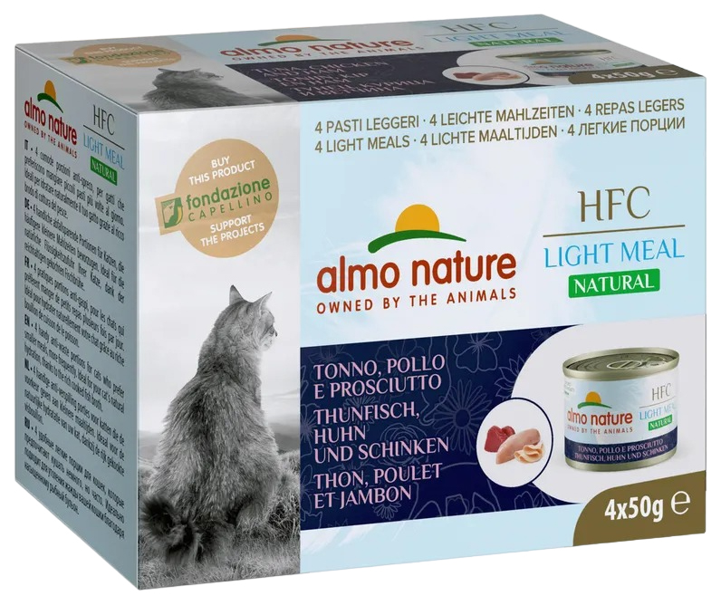 Консервы для кошек Almo Nature HFC Natural Light Meal тунец, курица, ветчина, 4шт по 50г