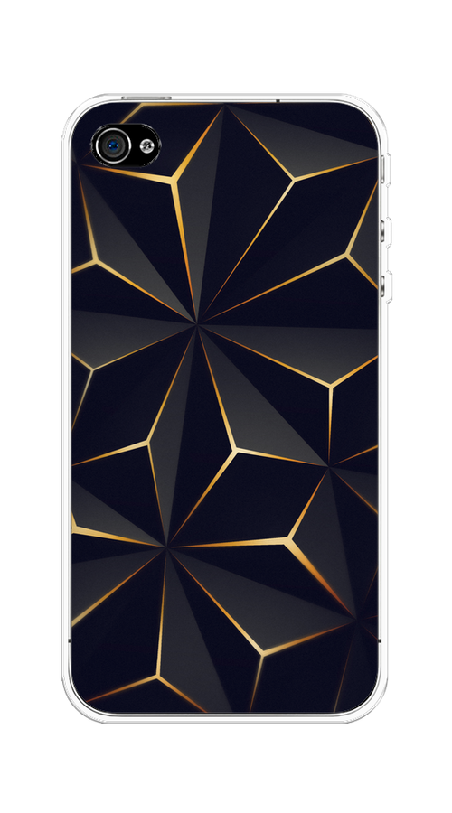 

Чехол на Apple iPhone 4 "Черные полигоны", Золотистый;черный, 10150-3