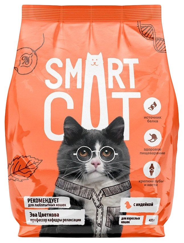 Сухой корм для кошек Smart Cat для взрослых кошек, с индейкой, 400 г