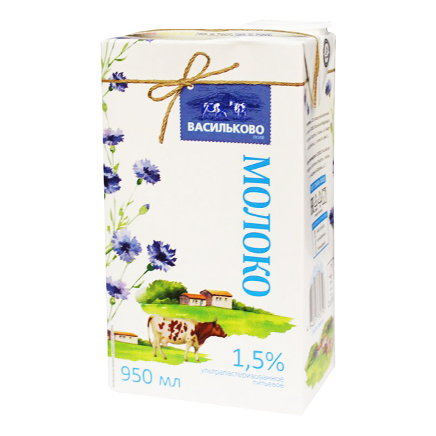 Молоко 1,5% ультрапастеризованное 950 мл Васильково поле